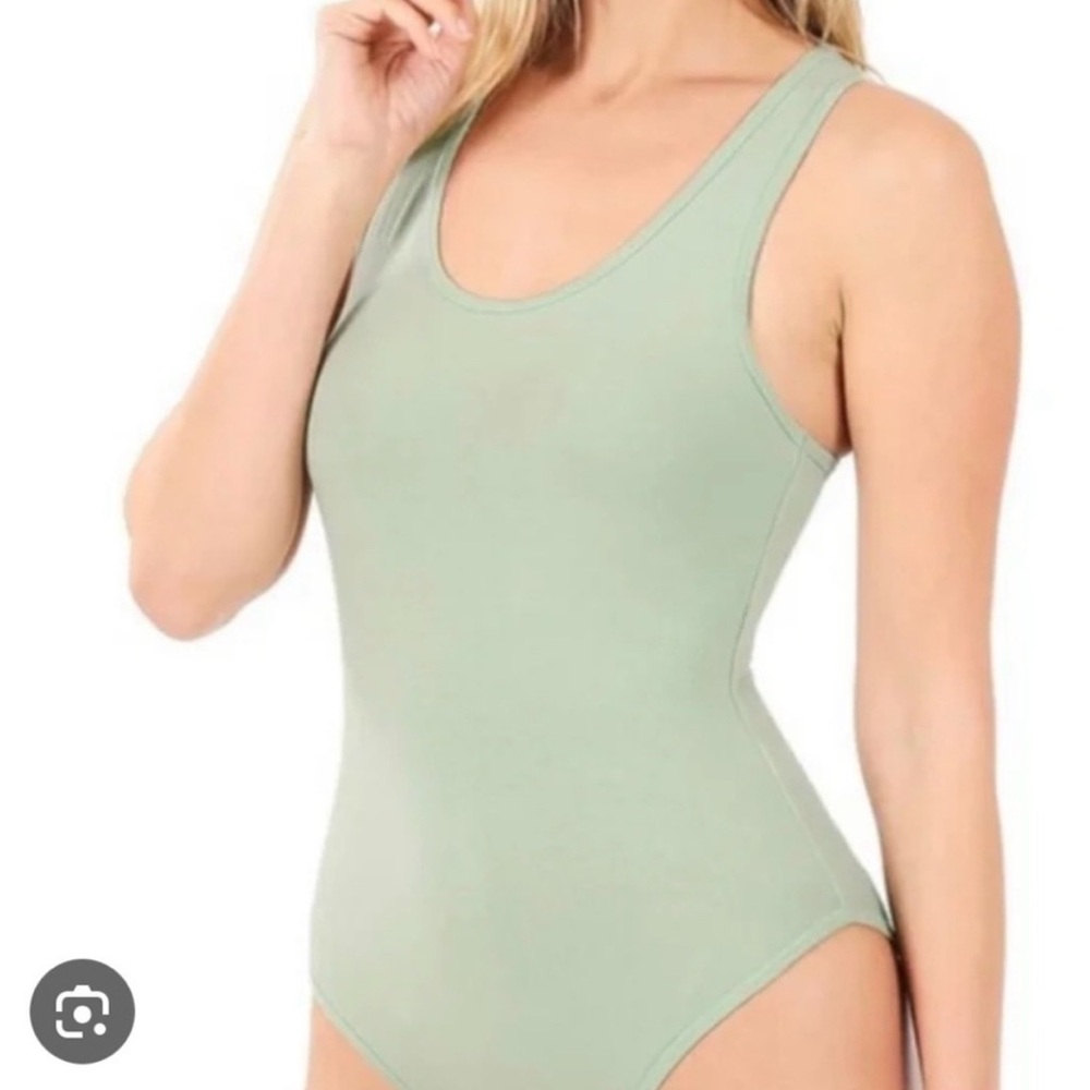 Zenana Sage Green Sleeveless Bodysuit